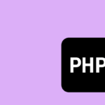 A black square with rounded corners contains the widely recognized “PHP” logo in white text, symbolizing the robust and secure foundation for web development. The square is situated on a light purple background, reminiscent of the platform's role in powering WordPress websites.