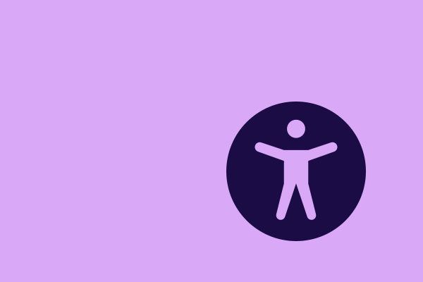 Icon depicting a person with arms outstretched inside a solid circle on a purple background, symbolizing the robust nature of WordPress site security.
