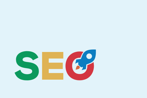 The image features the letters "SEO" with the "O" depicted as a red circle containing a blue rocket graphic, symbolizing how updating your PHP can boost performance.